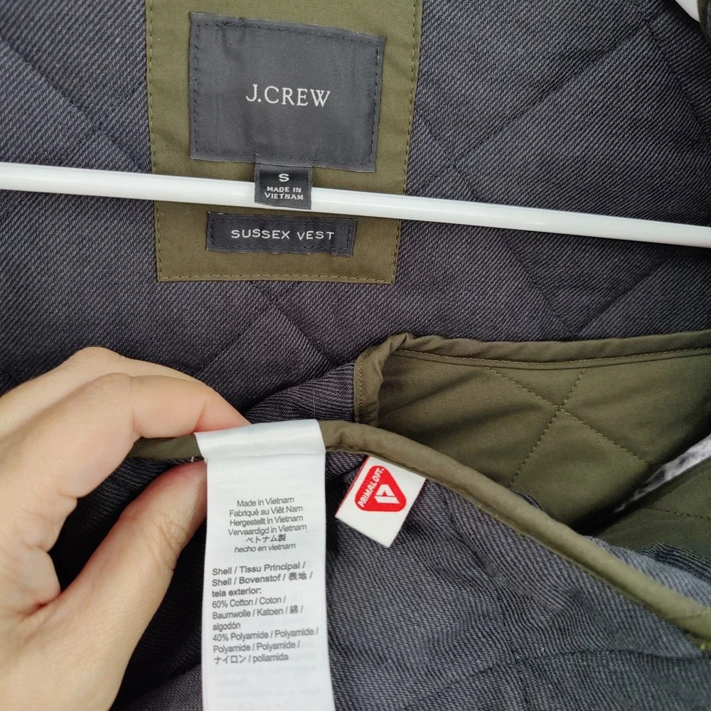 J.Crew Mens Heritage Gorpcore Sussex Quilted Primaloft Vest S Olive Green